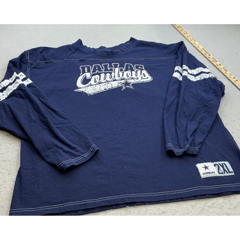 Y2K Dallas Cowboys Long Sleeve T-Shirt Navy Football Jersey Style 2XL